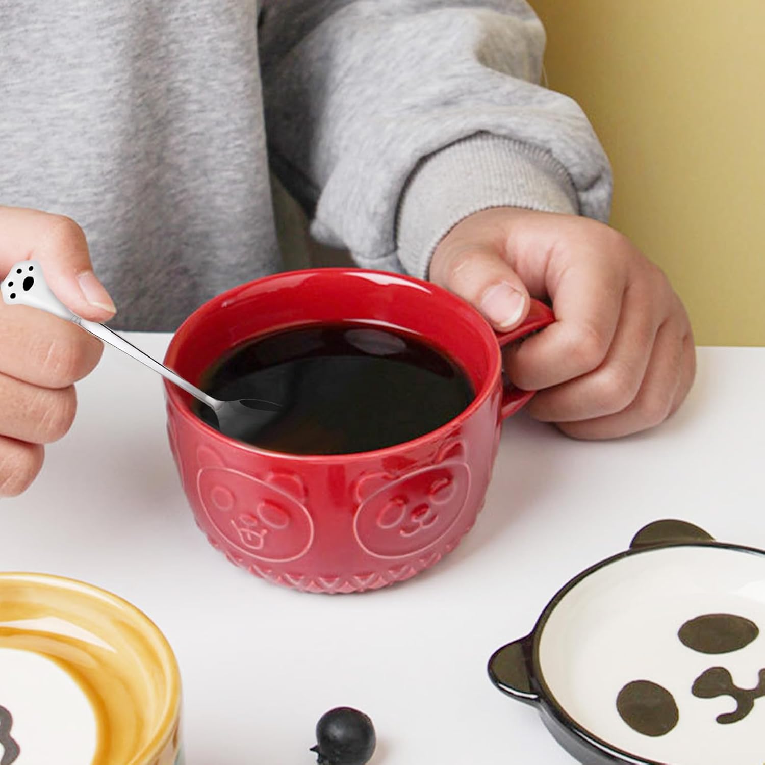 Regalos para mujeres, tazas de café Kawaii Panda con tapas, regalos de cumpleaños de Navidad para niñas, amigos, niños, hombres, esposa, mamá,