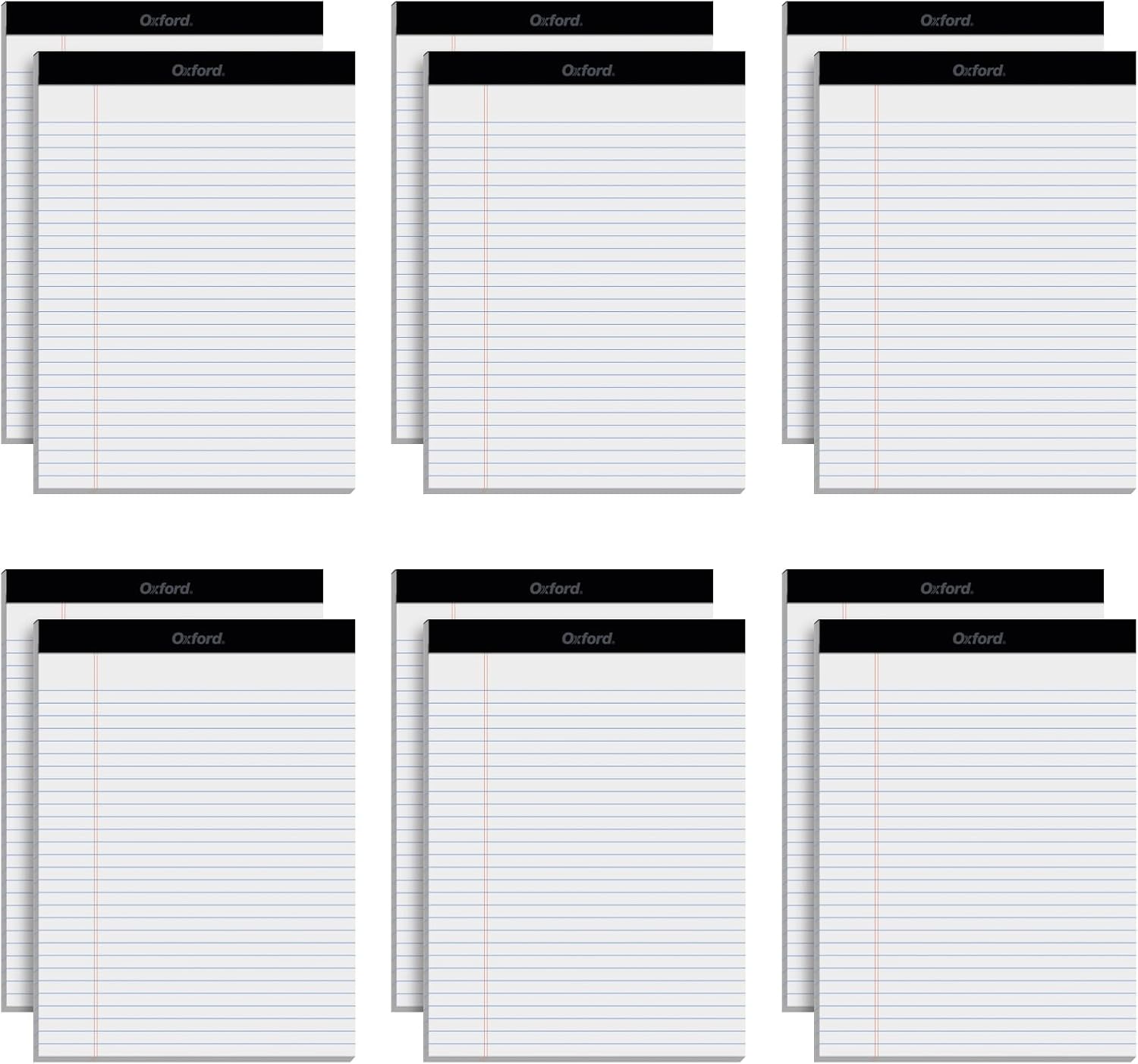 Oxford Bloc de notas legales de 8.5 x 11, paquete de 12, rayas anchas, papel blanco, 50 hojas por bloc de escritura, fabricado en los Estados Unidos