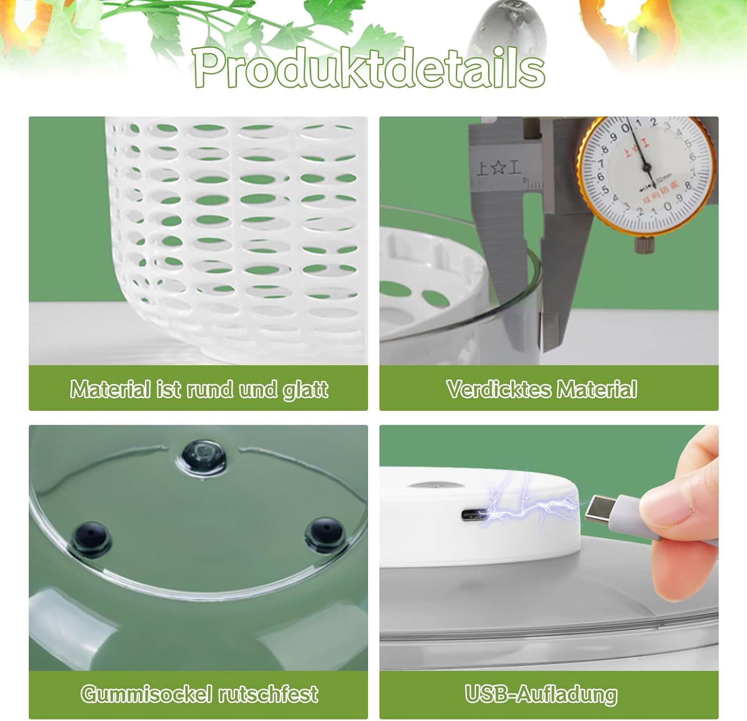 Girador eléctrico de ensalada de 6.3 cuartos de galón con botella de plástico para apretar, lavadora de frutas con cuenco y colador, mezclador