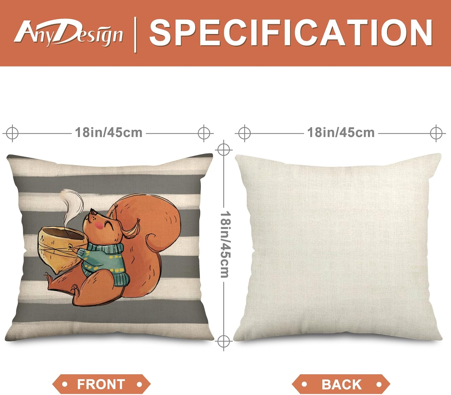 AnyDesign – Fundas de almohada de otoño con diseño de calabaza, funda de cojín decorativa para cosecha, granja, Acción de Gracias, hogar, oficina,