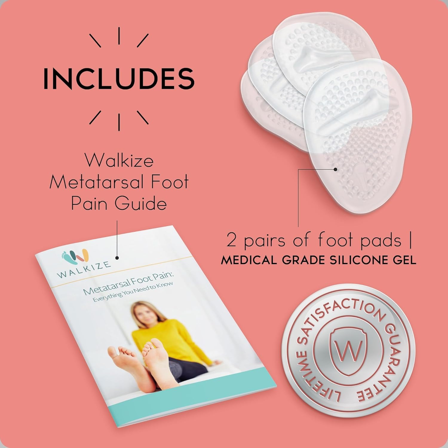 Almohadillas metatarsianas para mujer  Insertos de talón para mujer  Cojines de bola de pie (6 pares de almohadillas para pies), alivio del dolor y