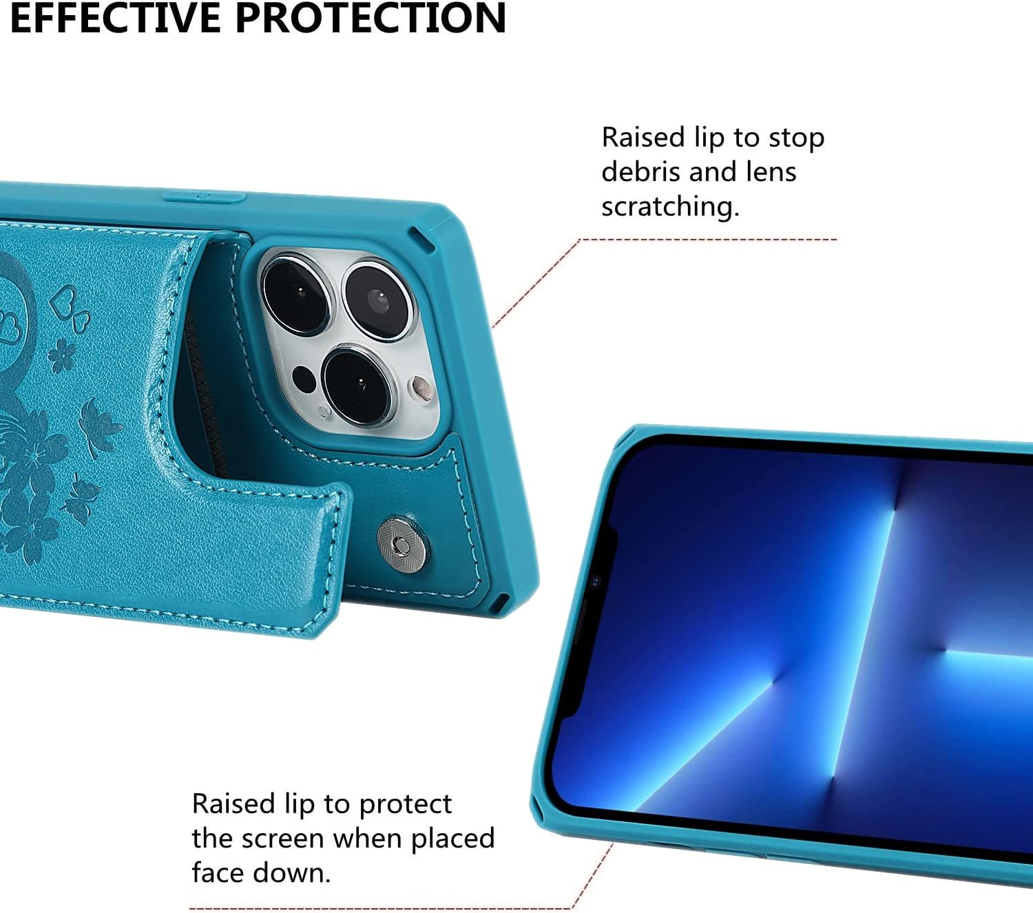 iCoverCase Funda para iPhone 13 Pro Max con soporte para tarjetas, iPhone 13 Pro Max Funda tipo cartera para mujer con correa para la muñeca bloqueo