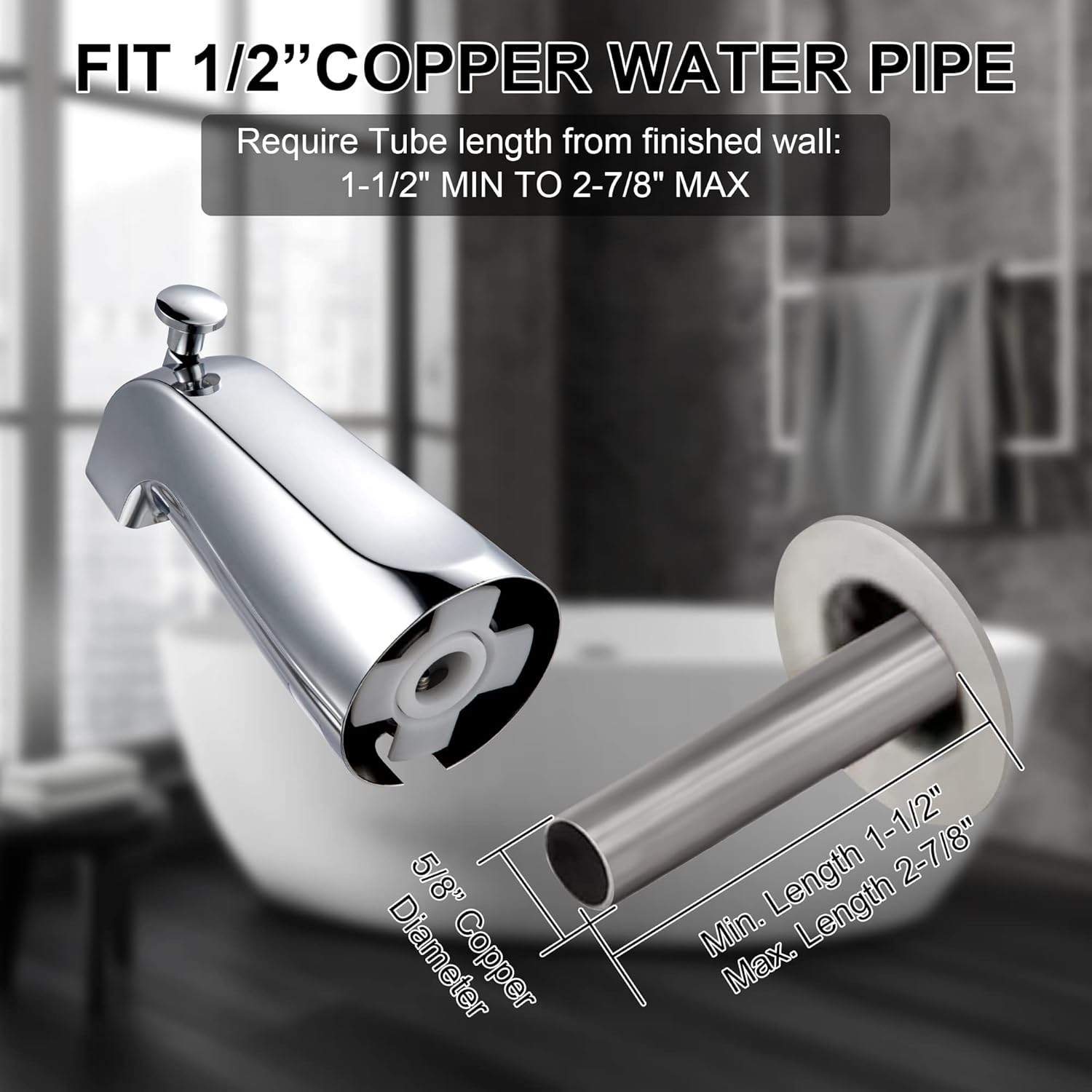 Enhon Boquilla desviadora deslizante compatible con Kohler GP85556, boquilla de repuesto para grifo de bañera de baño compatible con tubo de agua de