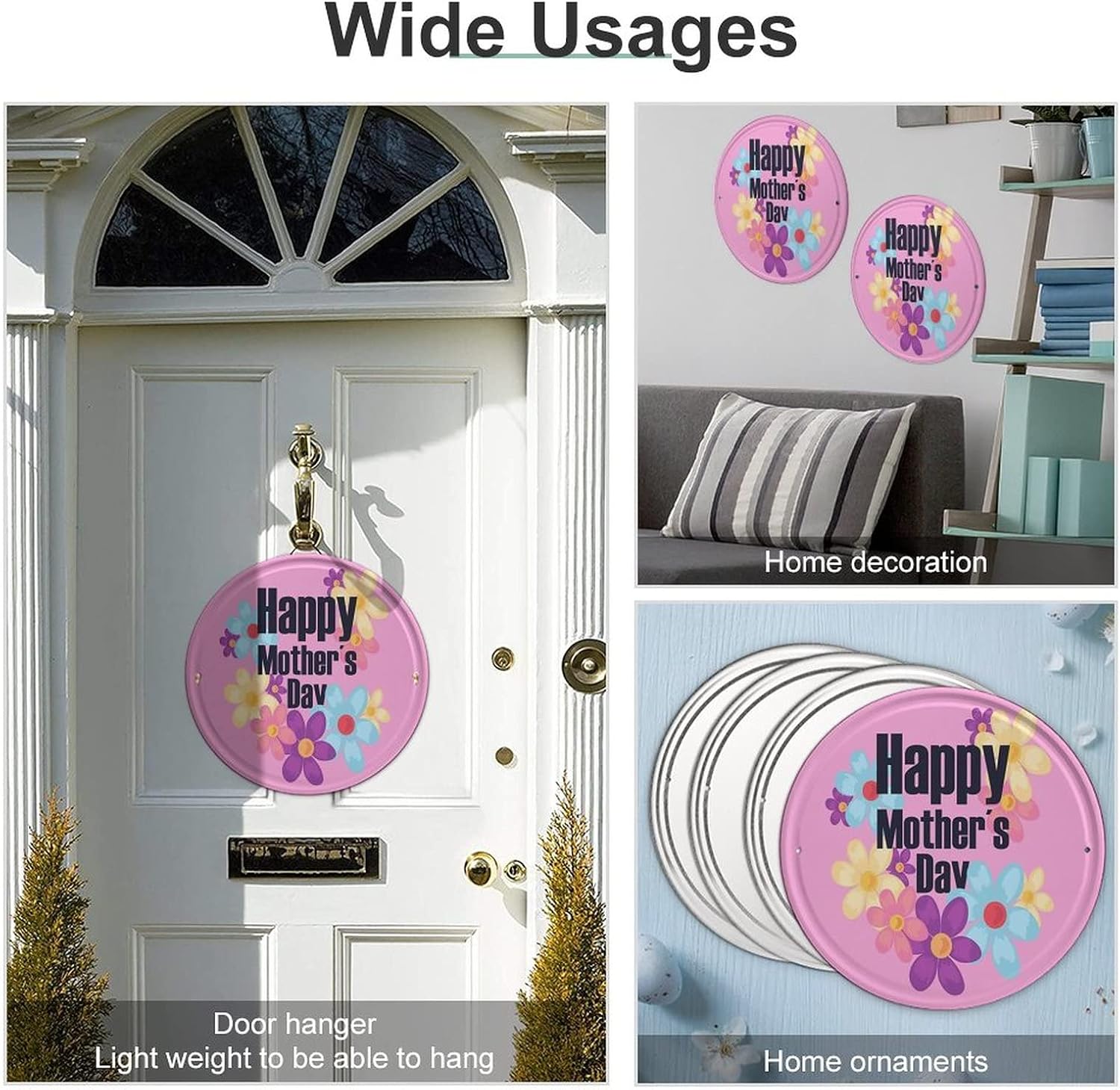 Cartel de metal con texto en inglés Happy Mother’S Day (Happy Mother’S Day de Stranger Things), decoración de pared, 6 x 6 pulgadas, cocina, puerta,