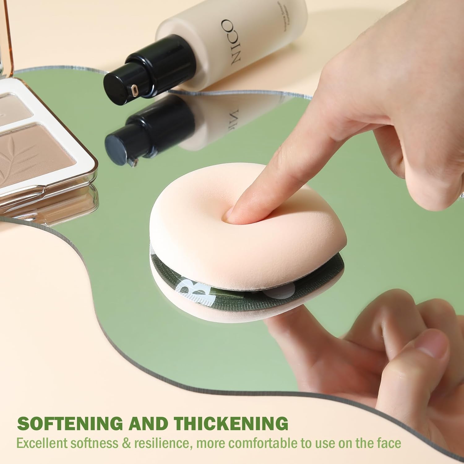 Esponja de maquillaje grande, 2 unidades, esponjas de polvo súper suaves que se aplican rápidamente en 3 segundos, herramienta de maquillaje en seco