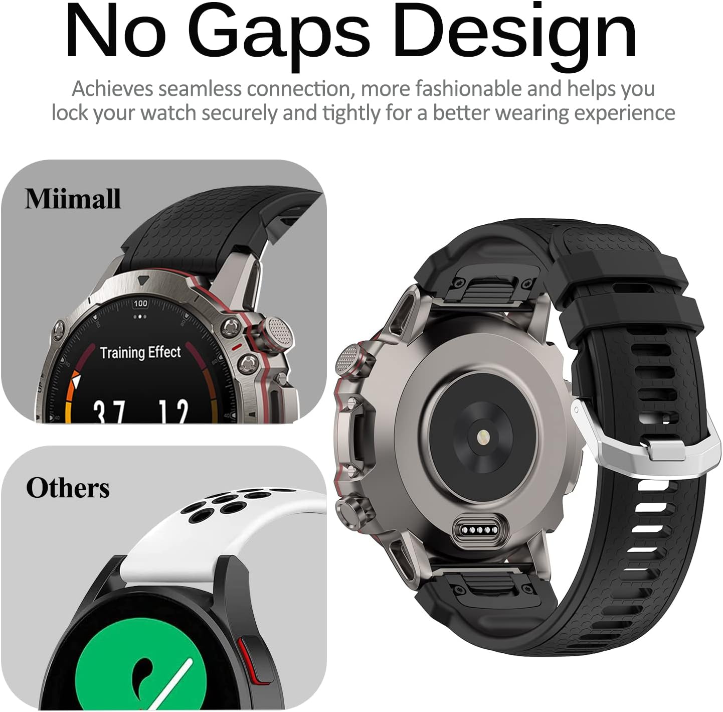 Miimall Compatible con las correas de reloj Amazfit Falcon de 0.866 in para mujeres y hombres, correa de silicona sin huecos, correas de repuesto