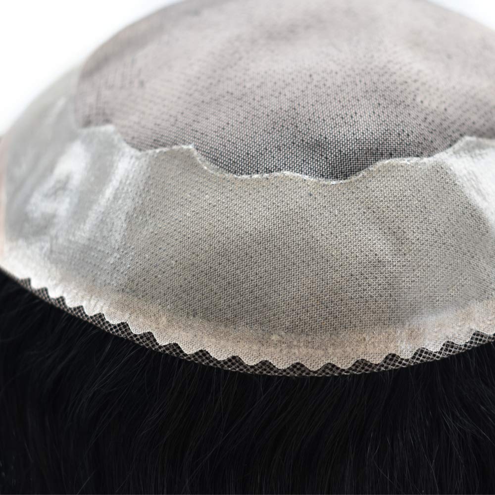 Toupee para hombres Sistema de reemplazo de piezas de cabello humano fino mono invisible para hombre Toupee sistema de pelo para hombres postizos