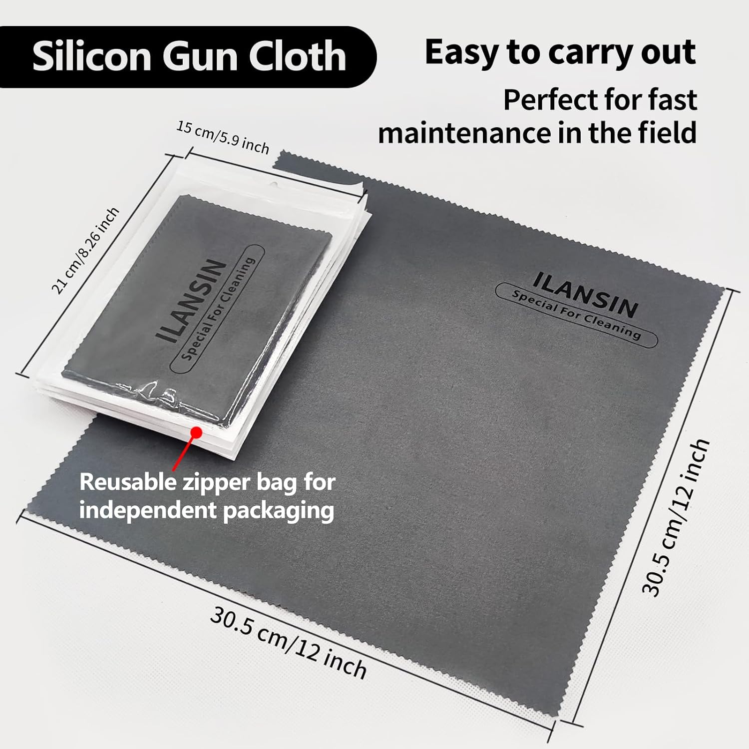 Paños de limpieza de pistola de silicona de 12 x 12 pulgadas, sin pelusas, toallitas de limpieza de pistola con trapos de limpieza de pistola gris