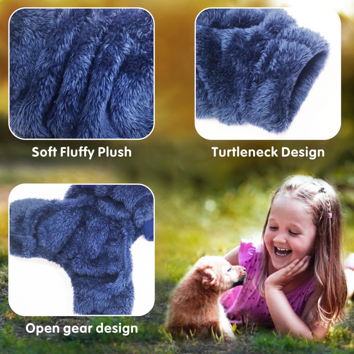 Idepet Pijama de terciopelo para perro, suéter de cuello alto para perro, mameluco de felpa suave para gatos, ropa para mascotas, traje de invierno,