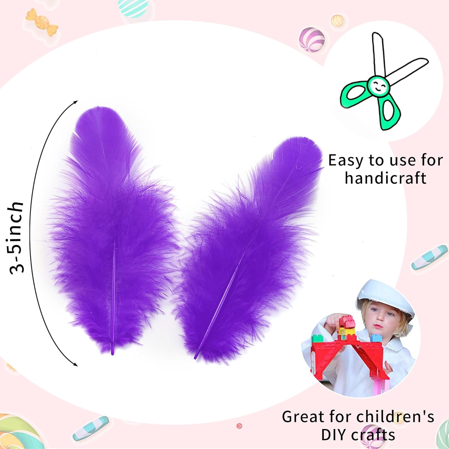 Soarer Plumas moradas para manualidades, 300 plumas de 3 a 5 pulgadas a granel para bodas, fiestas en casa, suministros de atrapasueños y