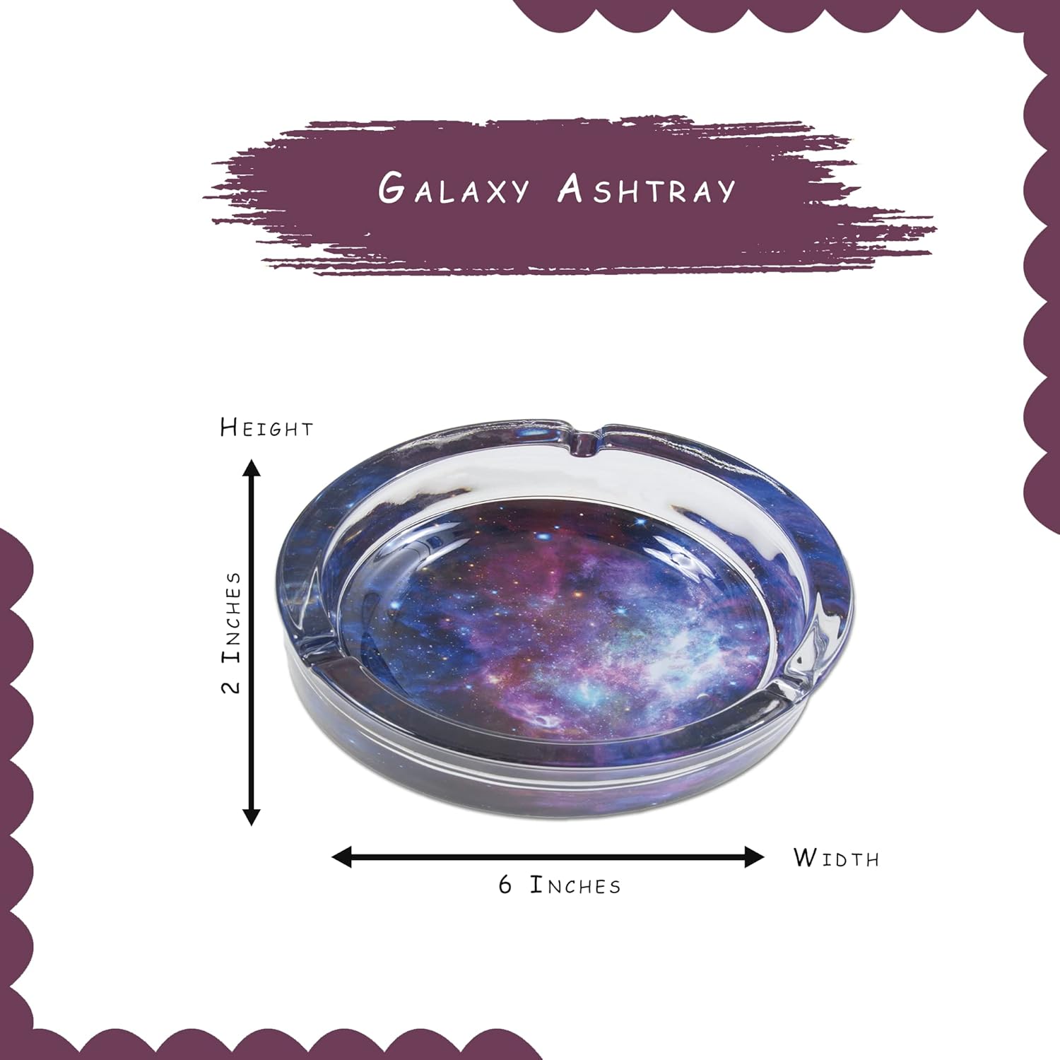 Cenicero de cristal Galaxy extra grande de 6.0 pulgadas, perfecto para salas de fumar, patios y eventos al aire libre, duradero y fácil de limpiar