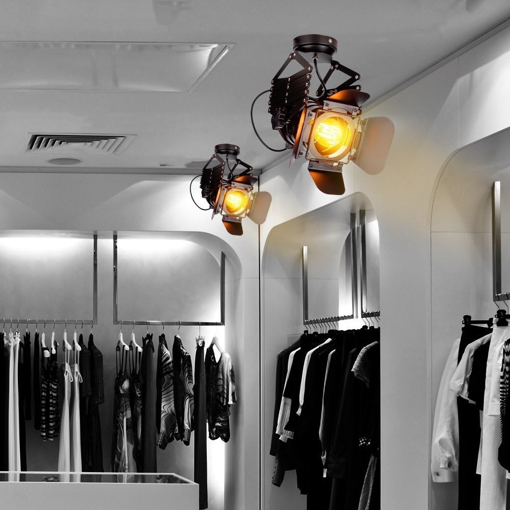 Hobaca Loft Telescópico Industrial Hierro Foco Vintage Luces de Techo LED Tienda Luz de Pista Nórdica Lámpara Colgante Luces de Pared Foco para Bar