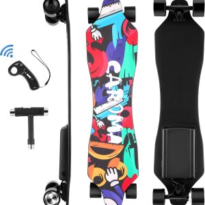 Caroma Electric Skateboards with Remote, 350W Powerful Motor, 12.4MPH Top Speed, 4000mAH Battery, 13 Miles Max Range E Skateboard, 4 Speed Mode Caroma Electric Skateboards with Remote, 350W Powerful Motor, 12.4MPH Top Speed, 4000mAH Battery, 13 Miles Max Range E Skateboard, 4 Speed Mode