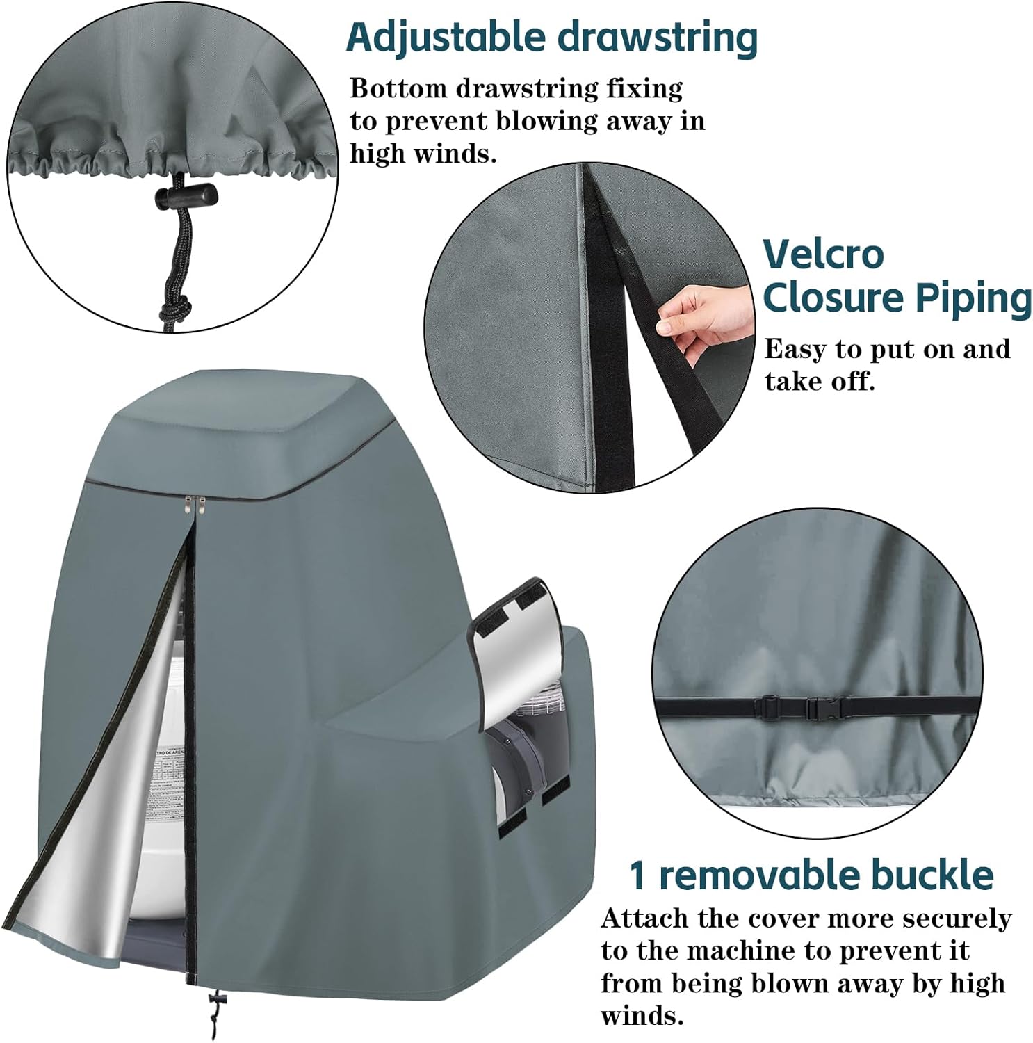 TORUTA Cubierta de bomba de filtro de arena para INTEX Krystal Bomba de filtro de arena transparente gris 600D tela Oxford impermeable, cubierta de
