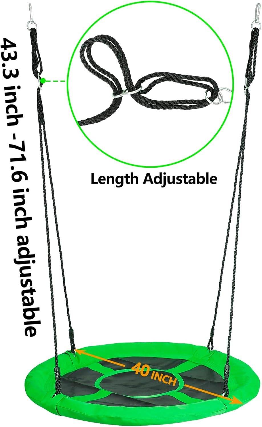 ZENY Juego de columpios con platillo para patio trasero  40 pulgadas de telaraña de tela Oxford Swing Mat y resistente marco de metal para patio de