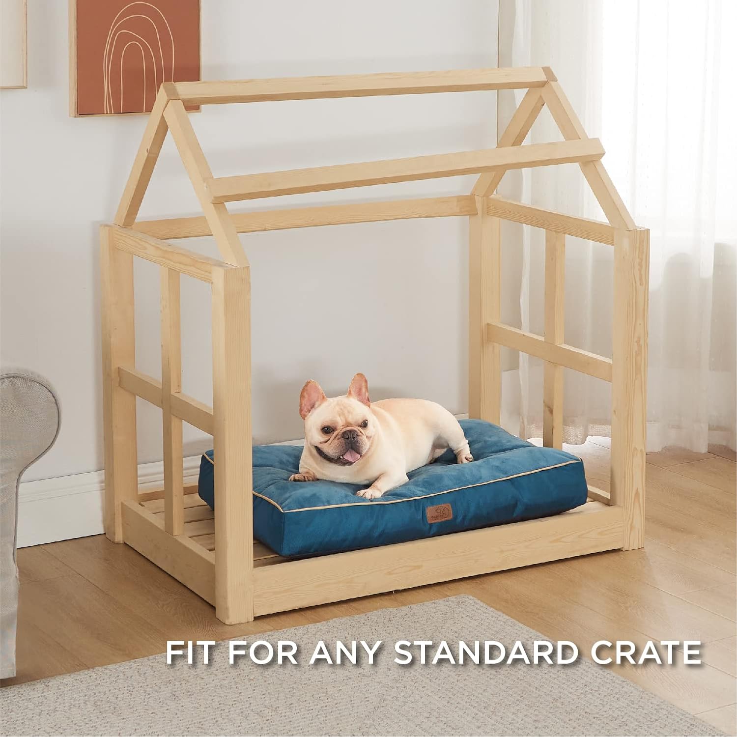 Bedsure Camas impermeables para perros medianos, cama mediana de 4 pulgadas de grosor de hasta 50 libras con funda extraíble lavable, almohadas para