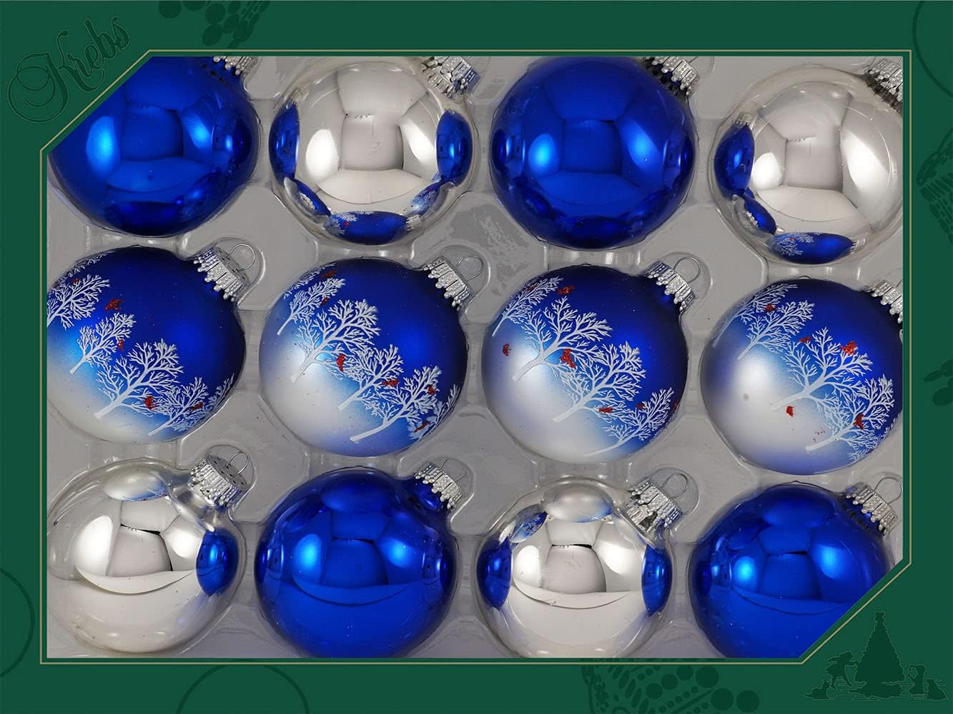 Christmas By Krebs – Adornos de cristal para árbol de Navidad, bolas de diseñador de 2.638 in2.63 pulgadas, decoraciones navideñas colgantes sin