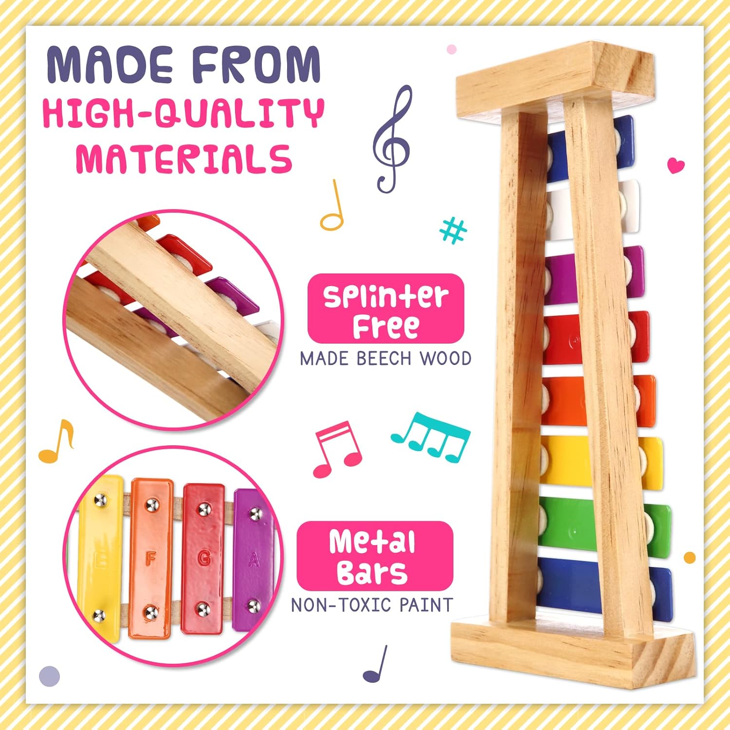 Xilófono para niños mejor regalo de cumpleaños y día festivo para tus pequeños músicos, juguete musical con mazos seguros para niños, instrumento