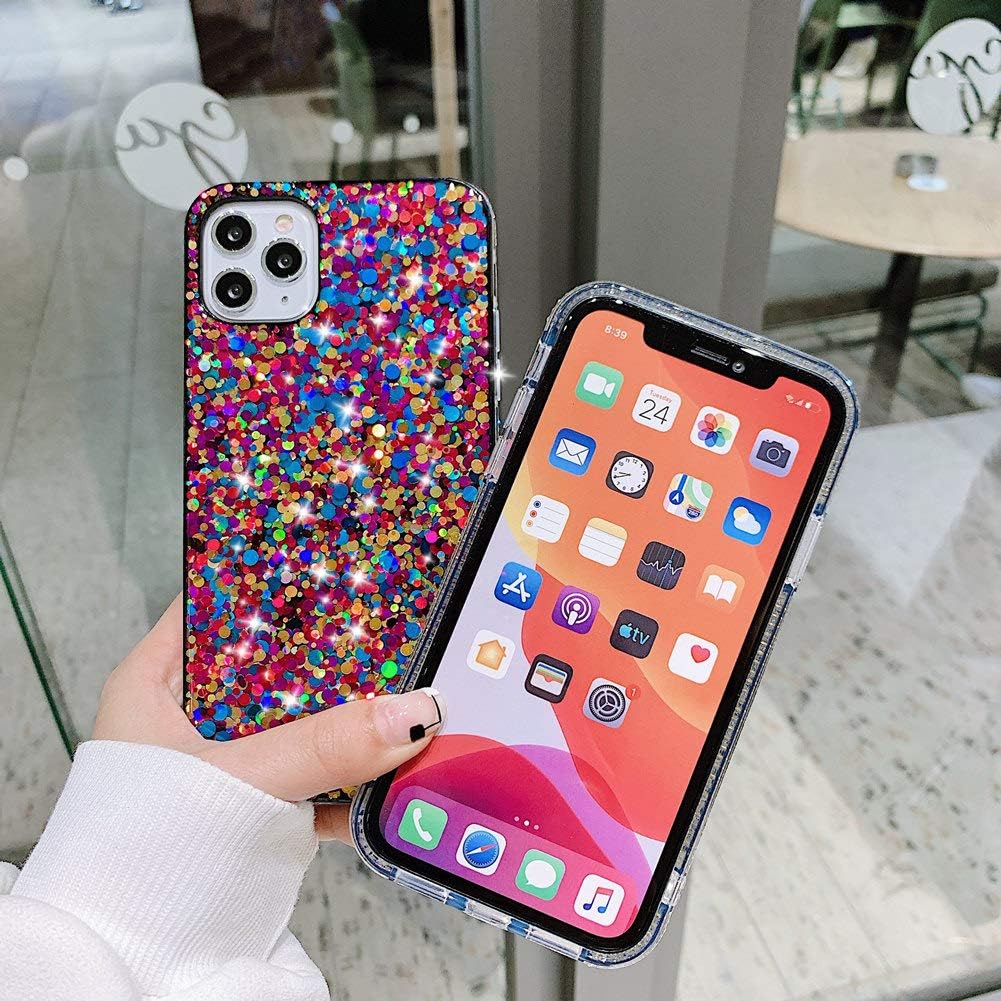 BANAILOA Funda brillante para iPhone 11 Pro Max para mujer, funda de lujo con purpurina y diamantes de imitación, diseño de cubierta dura protectora