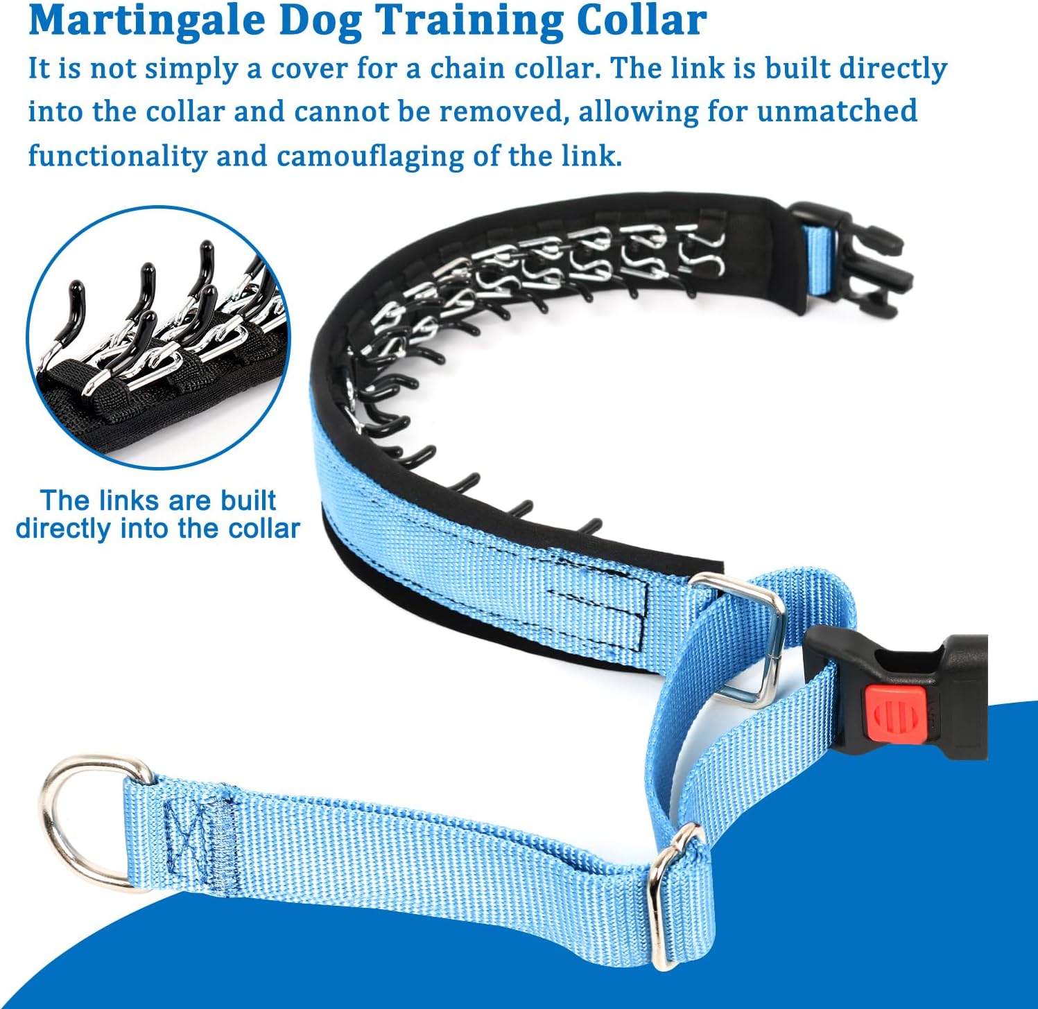 Mayerzon Collar de perro sin tirones, collar de martingala para perros pequeños, medianos y grandes, collar antitirones con hebilla y nailon
