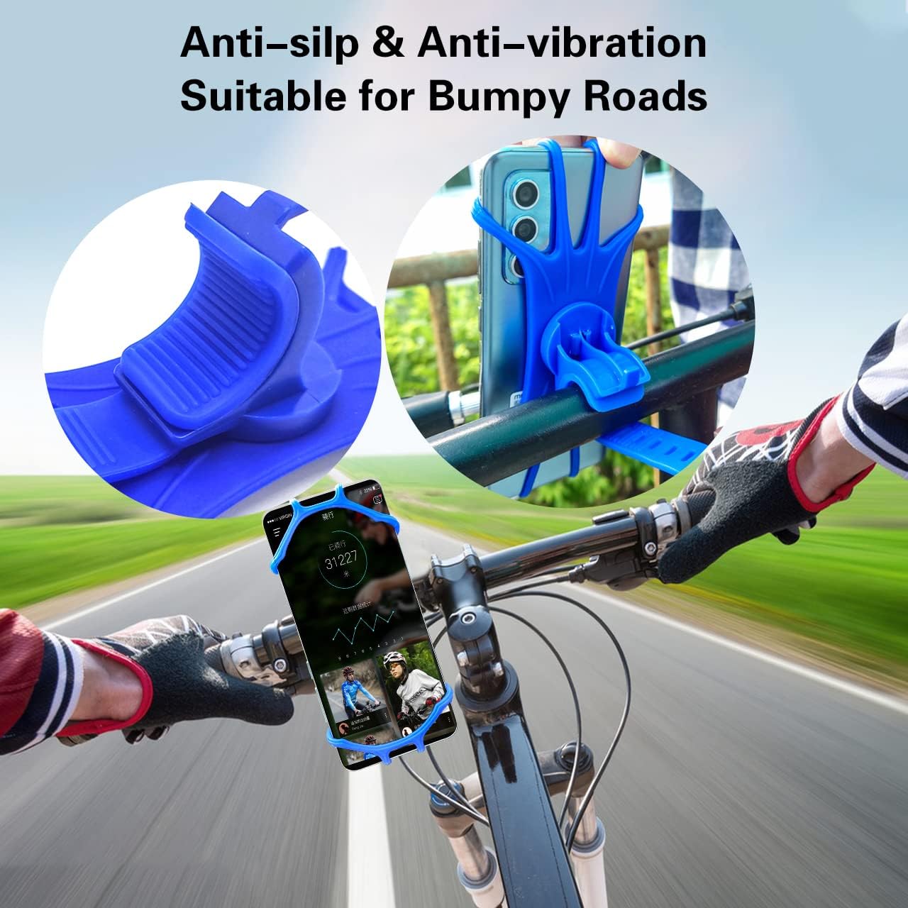 Soporte de teléfono para bicicleta, accesorios universales de silicona para teléfono celular, rotación de 360, compatible con iPhone 1211 Pro Max XS
