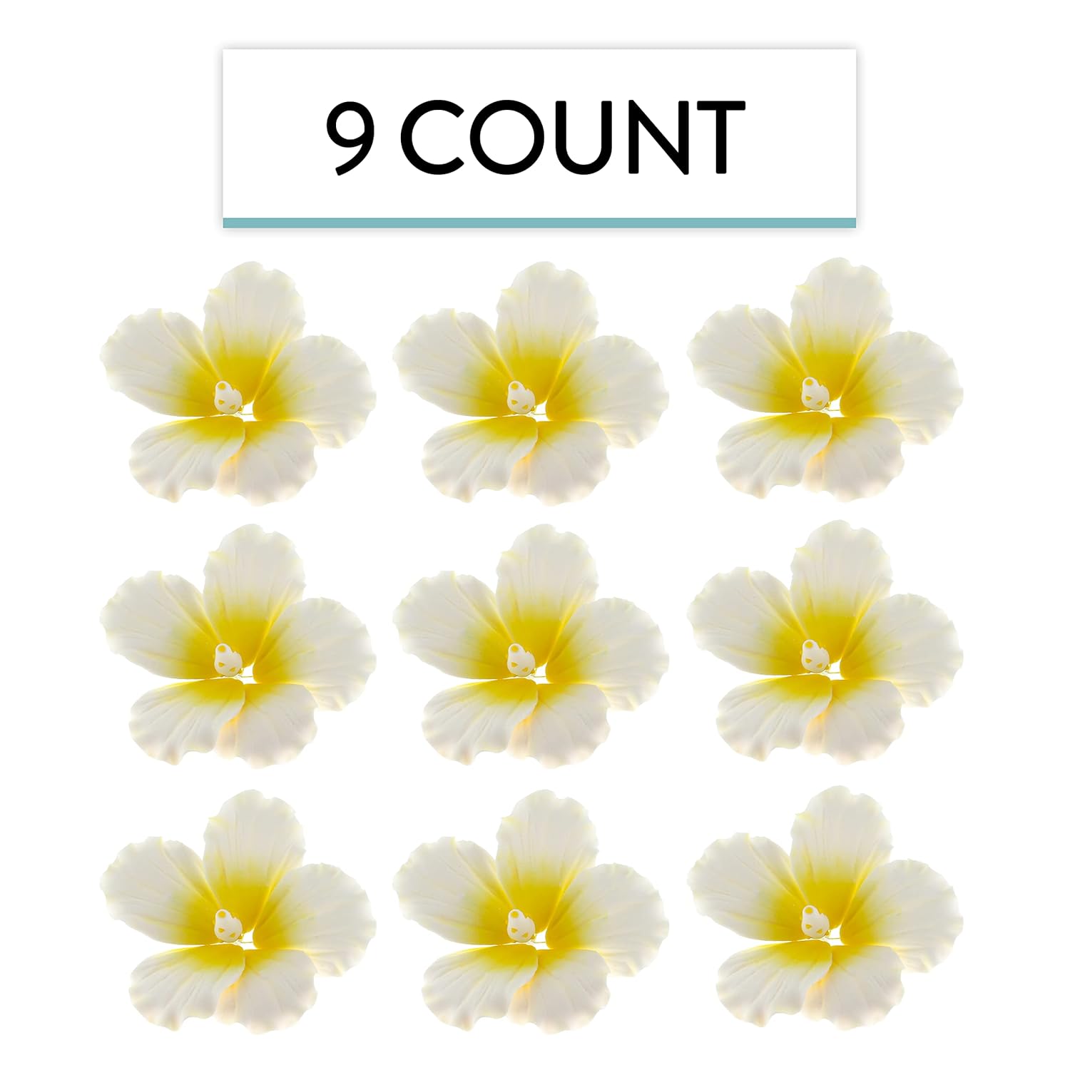 Global Sugar Art Flores de pastel de azúcar de hibisco, blanco con amarillo, grande, 9 unidades por el chef Alan Tetreault