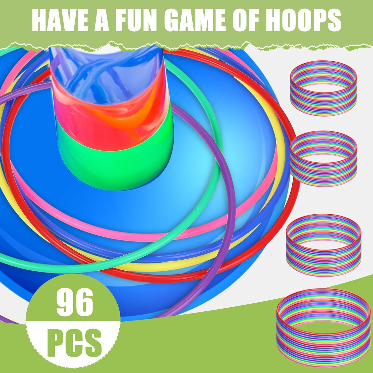 96 anillos de plástico multicolor para lanzar carnaval para niños, juegos de práctica de velocidad y agilidad, juegos de jardín, patio trasero,