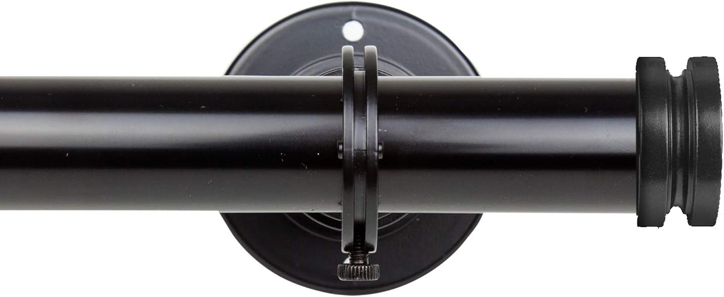Rod Desyne 100-50-992CL Bun – Barra de cortina de techo de 1 pulgada, divisor de habitación, 120-170 pulgadas, color negro
