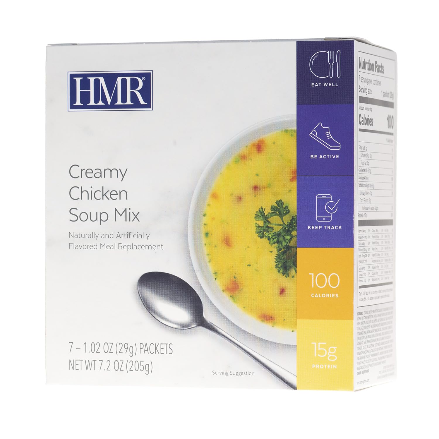HMR Mezcla cremosa de sopa de pollo  Almuerzo o cena instantánea para apoyar el control de peso  Fácil de preparar  0.55 onzas de proteína