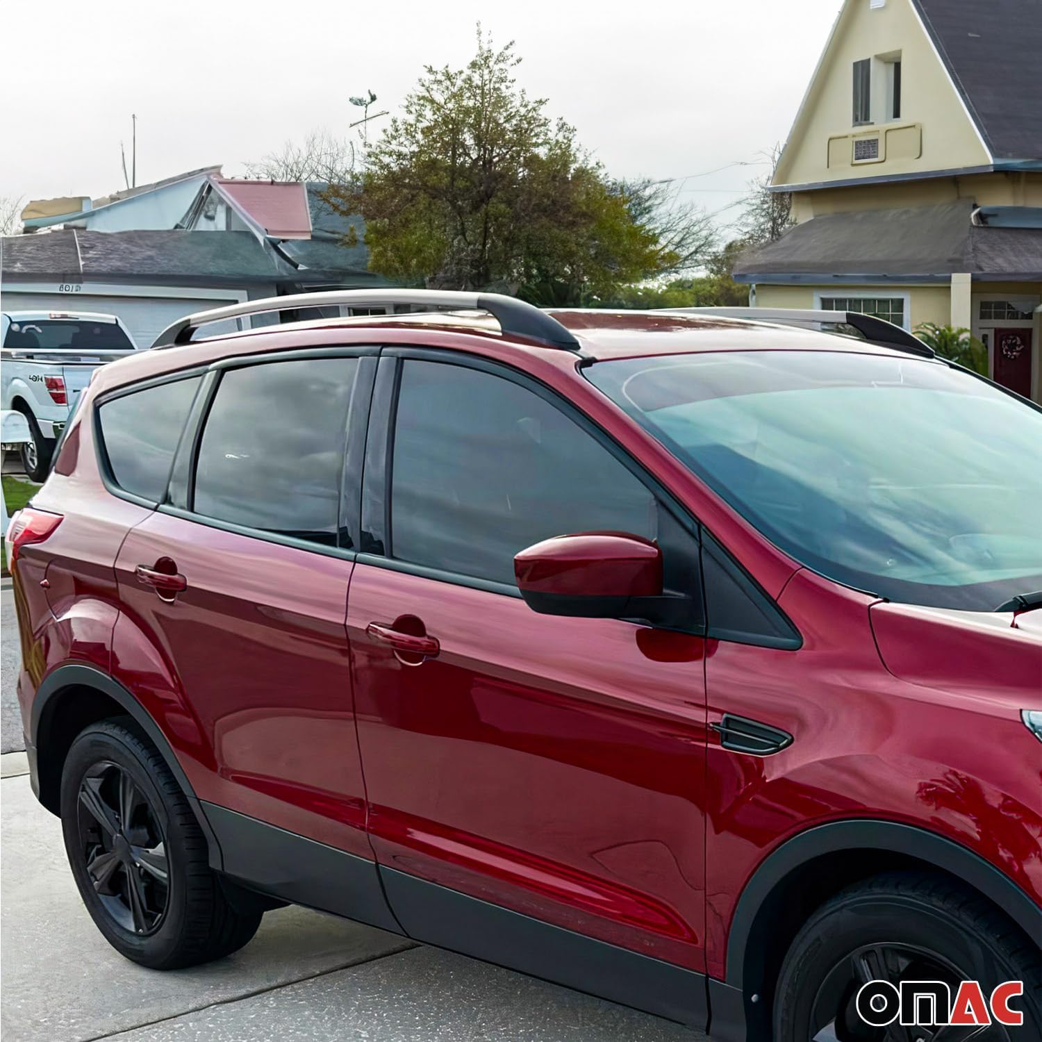 OMAC Rieles laterales de techo para Ford Escape 2013-2019 Aluminio Gris 2 Pcs