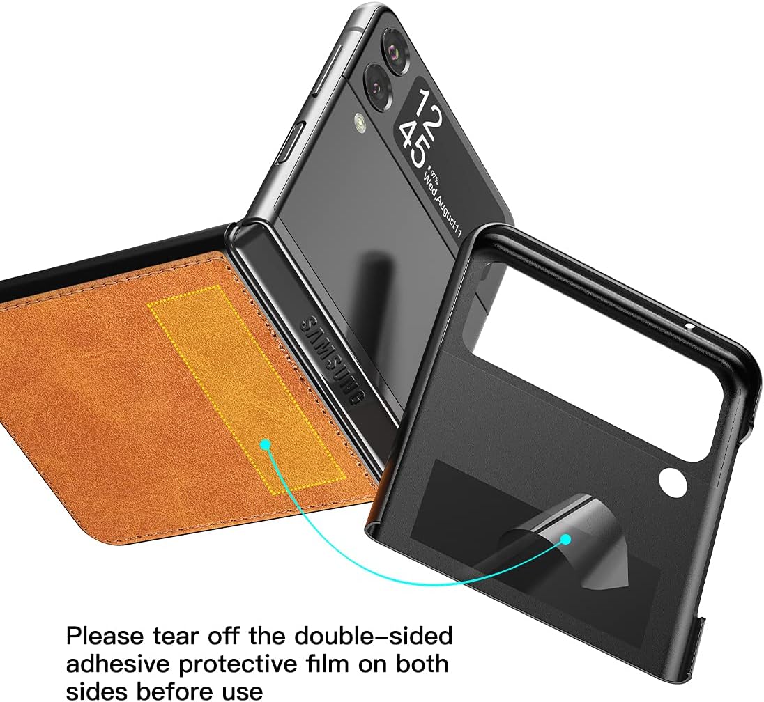 Foluu Funda protectora para Samsung Galaxy Z Flip 3 5G, Galaxy Z Flip 3 5G, piel sintética + carcasa rígida de policarbonato ultrafino, funda