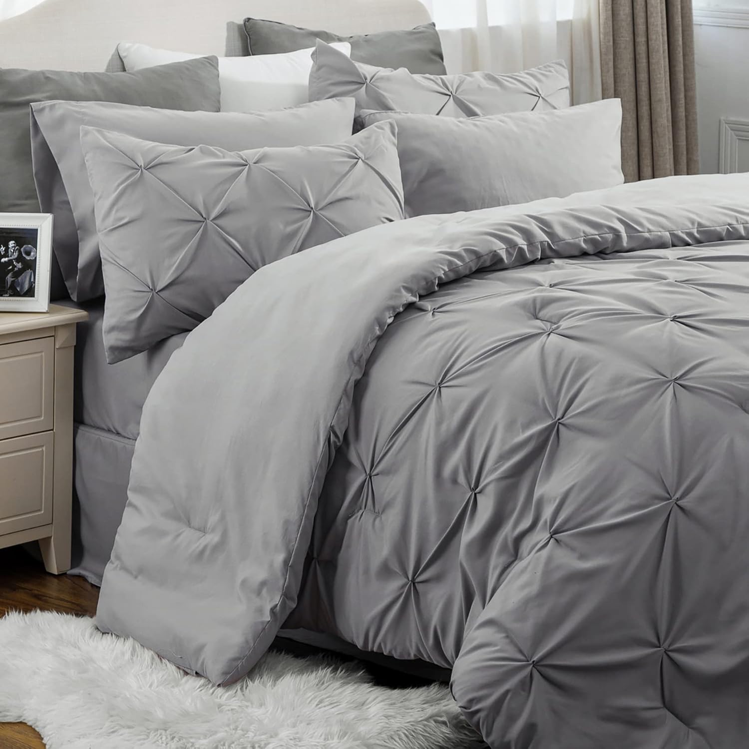 Bedsure Juego de edredón tamaño King de 7 piezas, juego de edredón tamaño King de 5 piezas.