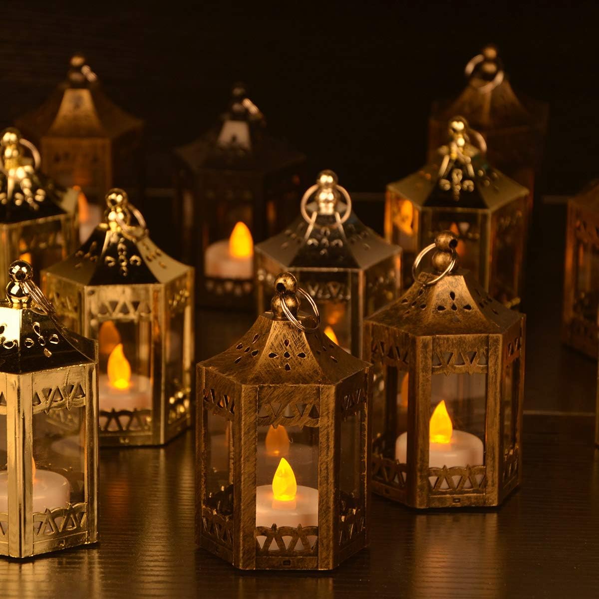 zkee Mini linterna de estrella con LED parpadeante, batería incluida, linterna colgante decorativa, linterna decorativa de Navidad, linterna de vela