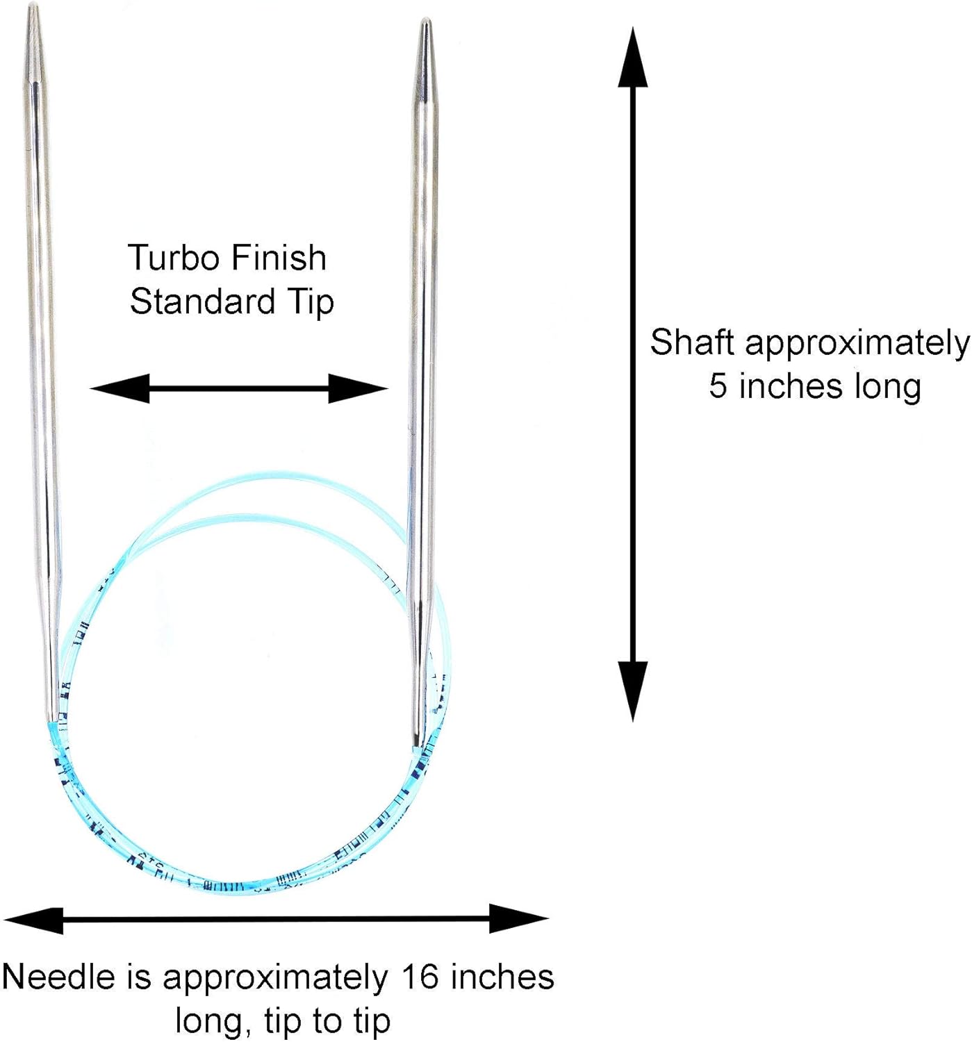 addi Turbo Original US 000 (0.059 in) – Aguja circular de 16 pulgadas (15.7 in), acabado liso y liso, cono estándar y puntas, uniones lisas, paquete