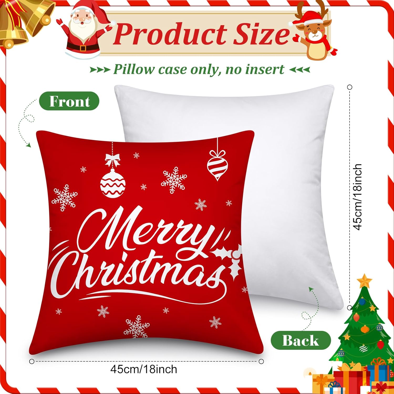 9 fundas de almohada de Navidad de 18 x 18 pulgadas, fundas de almohada navideñas para el hogar, árbol de Navidad, fundas de almohada para el hogar,