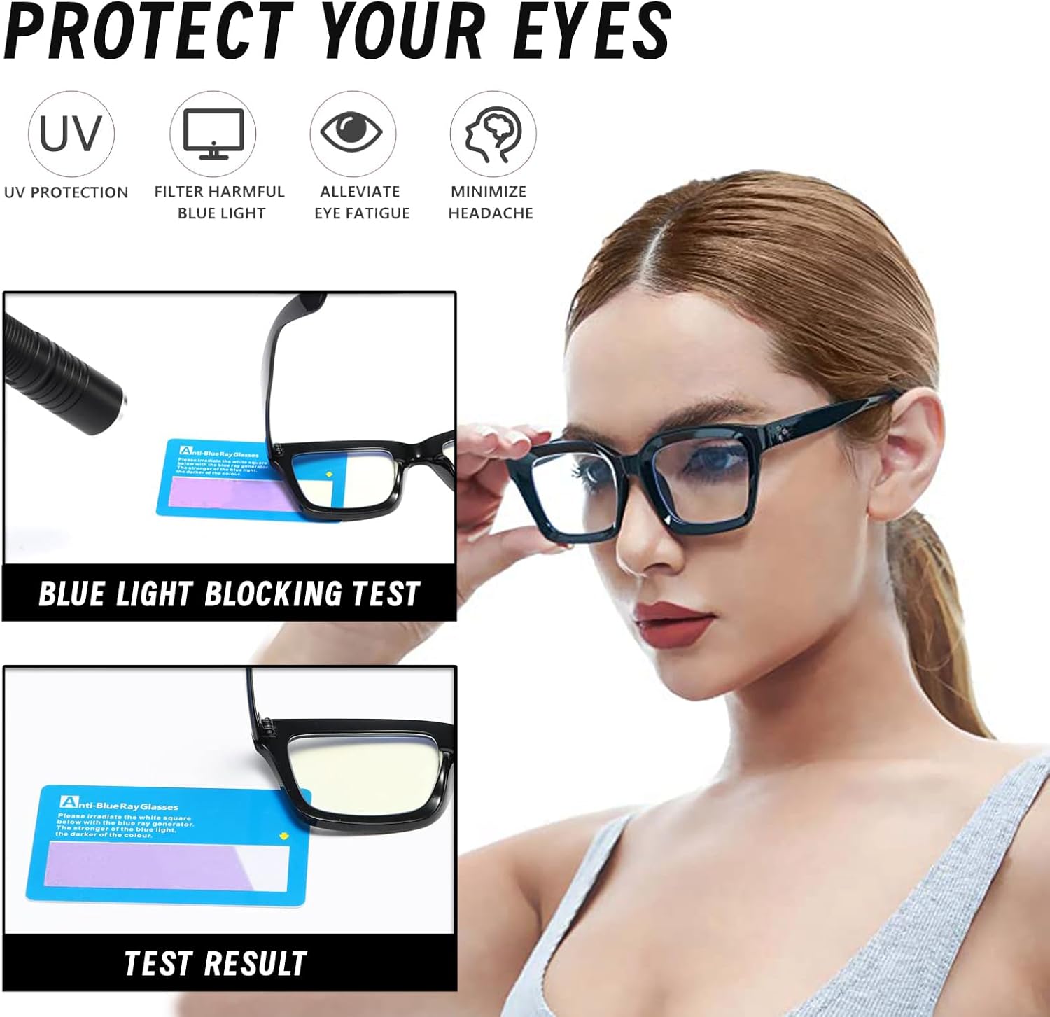 Hubeye 4 pares de lentes de lectura retro de gran tamaño con marco grande para hombres y mujeres, cuadrados, estilo Oprah, bloqueo de luz azul,