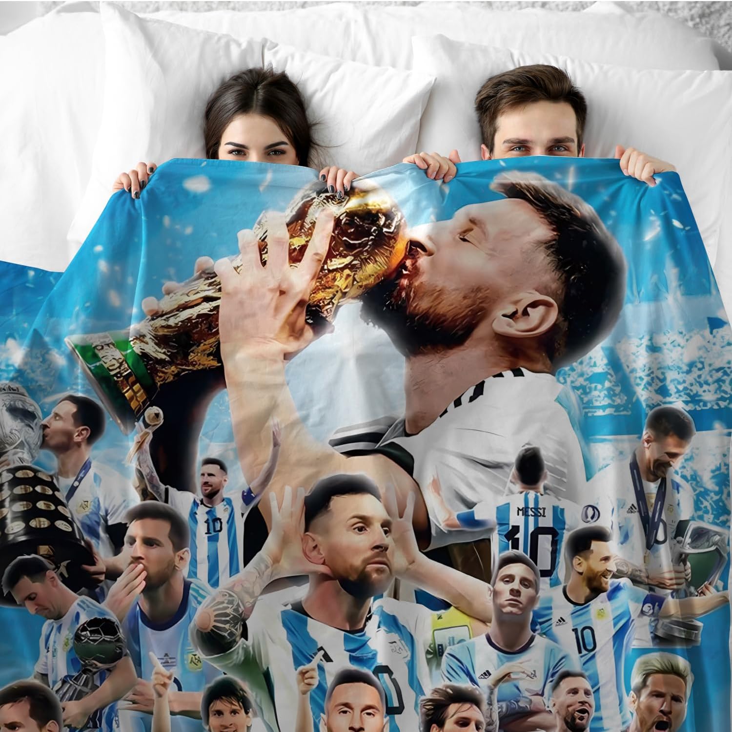 Manta de franela suave para jugador de fútbol, manta de franela suave y acogedora manta de fútbol al aire libre para ropa de cama de niños, niñas y