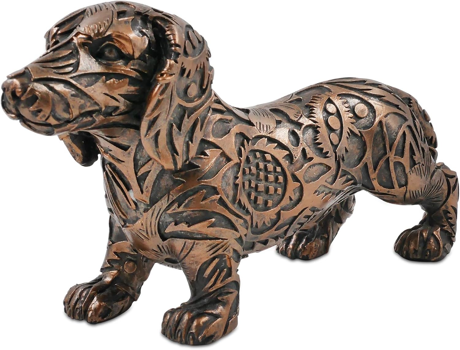 SIMON’S SHOP Figuras de perro salchicha de 8 pulgadas, estatua de perro de bronce, escultura de cachorro, decoración de perro Wiener, regalos para