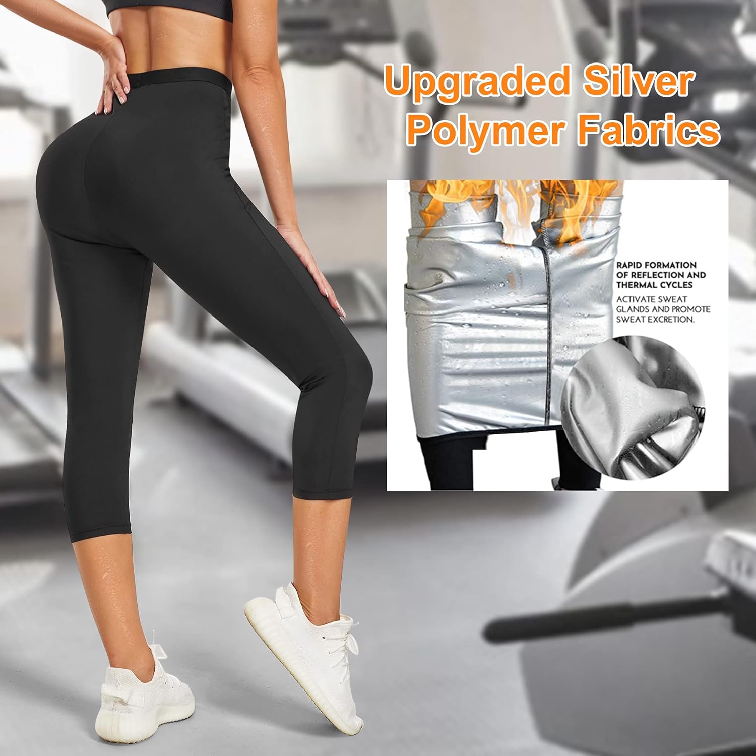 URSEXYLY Pantalones deportivos de sauna para mujer, leggings térmicos para ejercicio, cintura alta, adelgazamiento, entrenamiento de cintura, capris