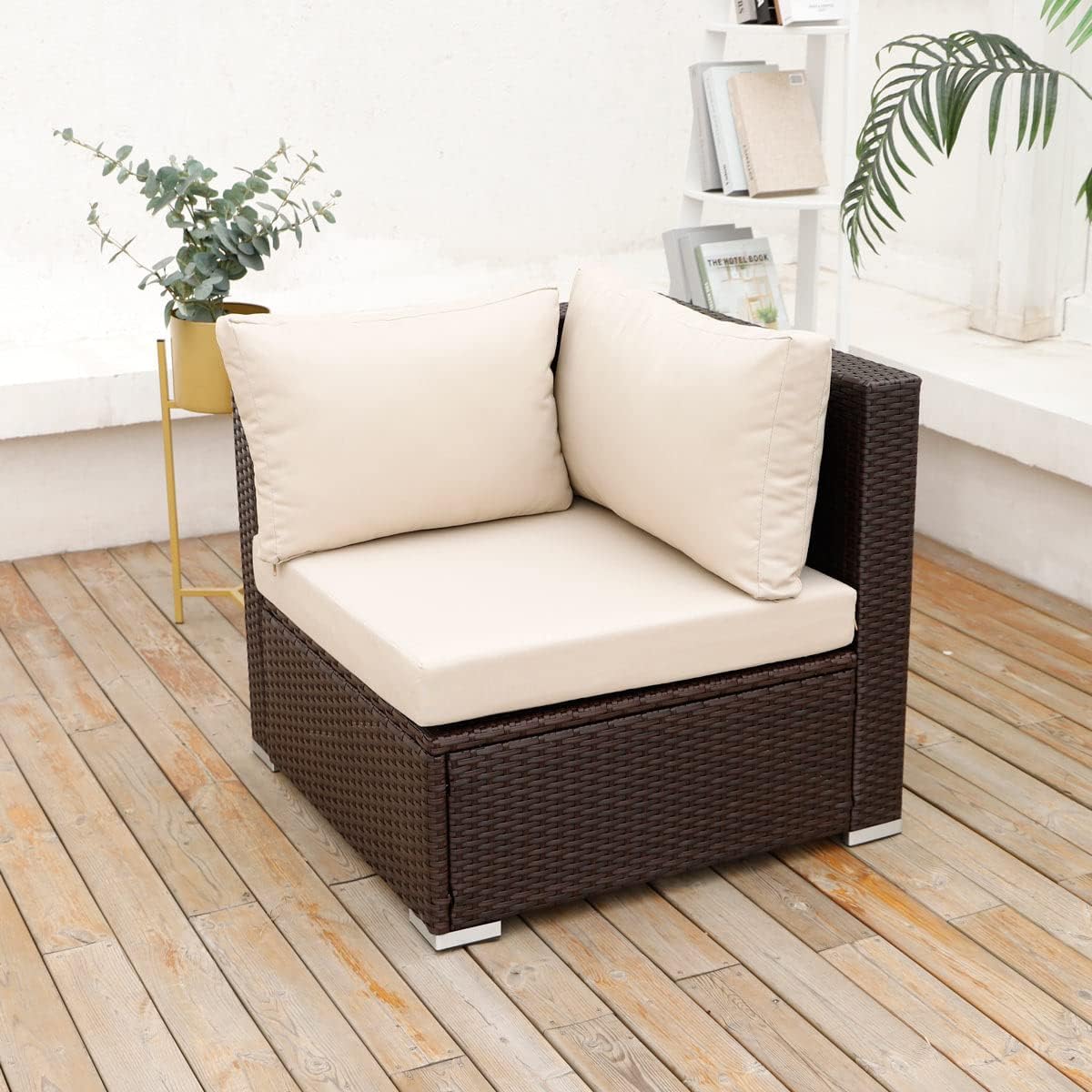 NICESOUL Muebles modulares de mimbre para exteriores, muebles de patio, sofá de ratán, seccionales, juego de conversación de mimbre, espacio libre