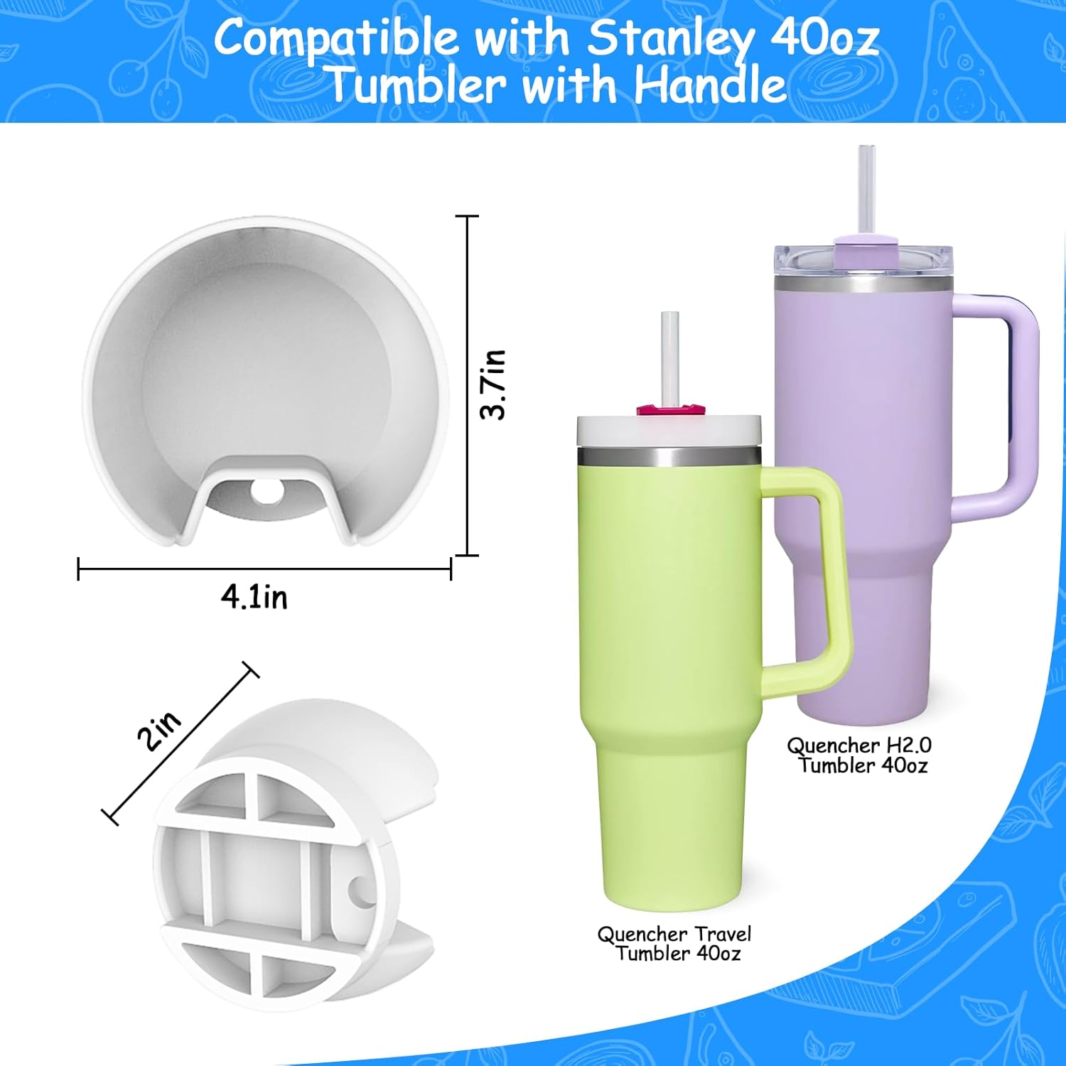Juome Bandeja de aperitivos para vaso Stanley de 40 onzas con asa, cuenco de aperitivos para vaso Stanley Cup de 40 onzas, anillo de silicona