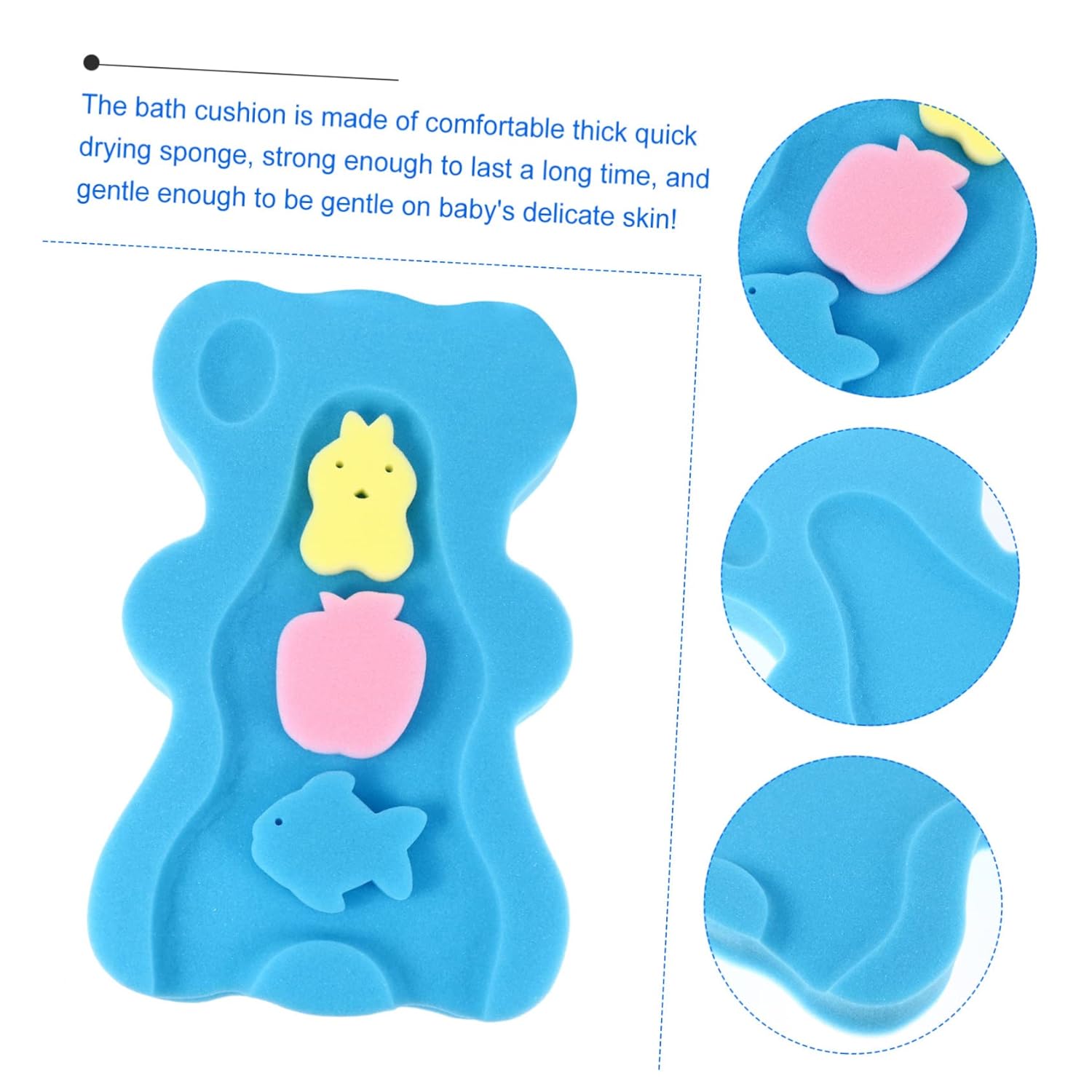 1 Unidades de esponja de baño para bebés recién nacidos bañera suave baño bebé baño cojín de baño para bebé tapete de baño antideslizante para bebé