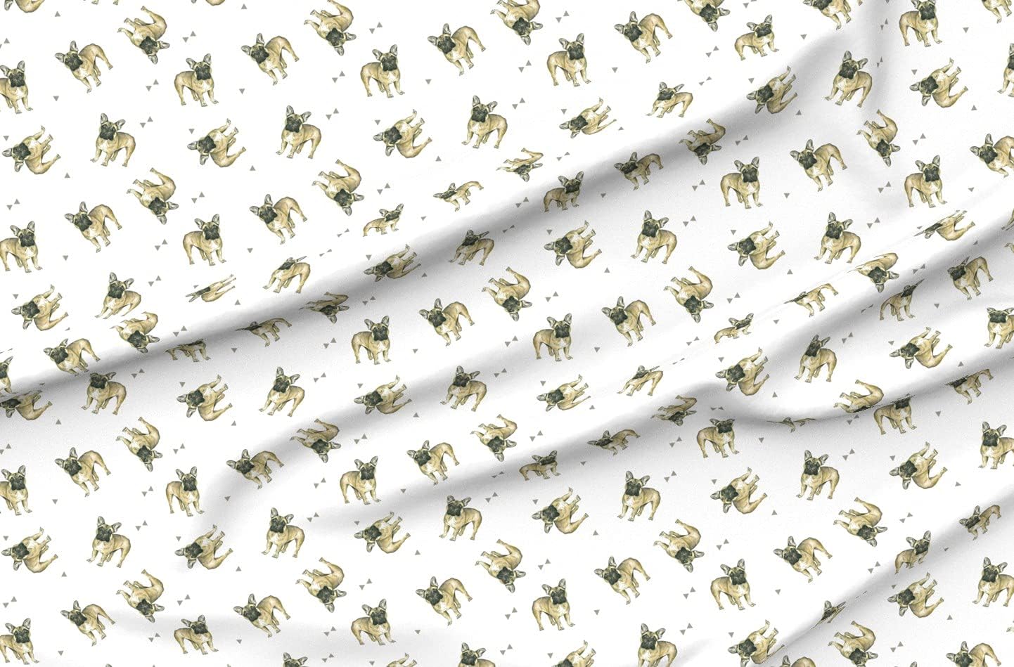 Spoonflower Tela  Bulldogs franceses Bulldog francés perro cachorro impreso en pétalo, tela de algodón de la firma Fat Quarter  costura acolchado