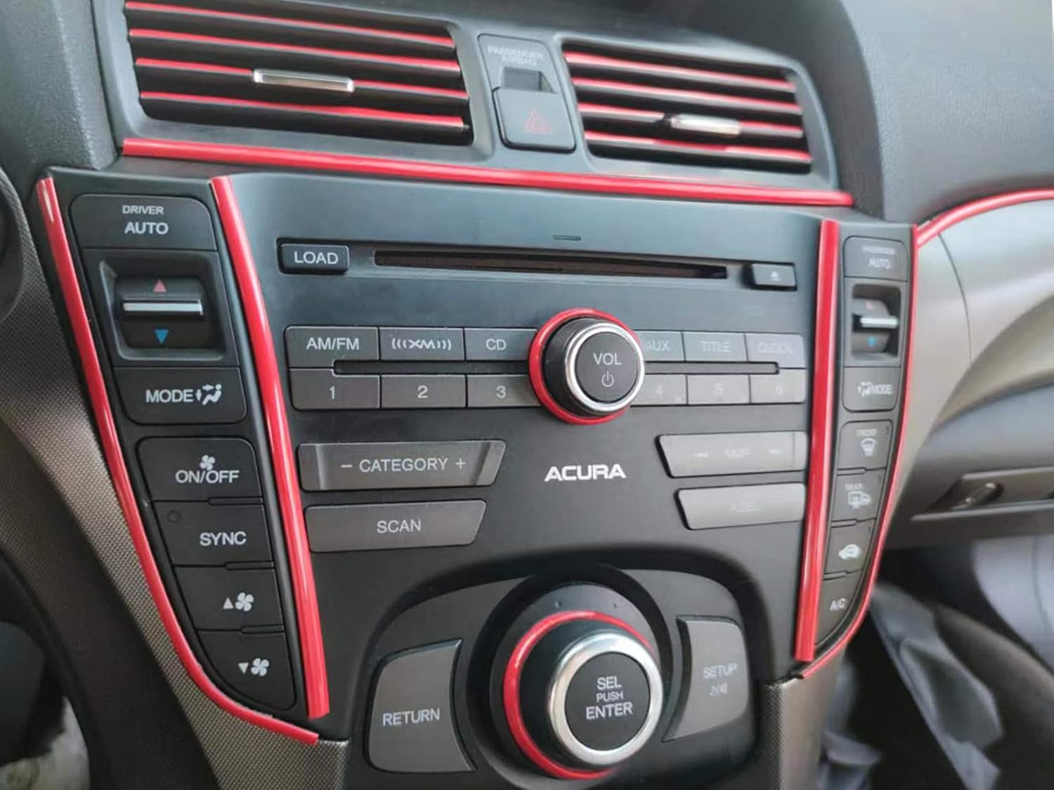Tira decorativa de color rojo sólido para automóvil, automóvil, bicicleta, exterior e interior, moldura universal para salpicadero, parachoques y