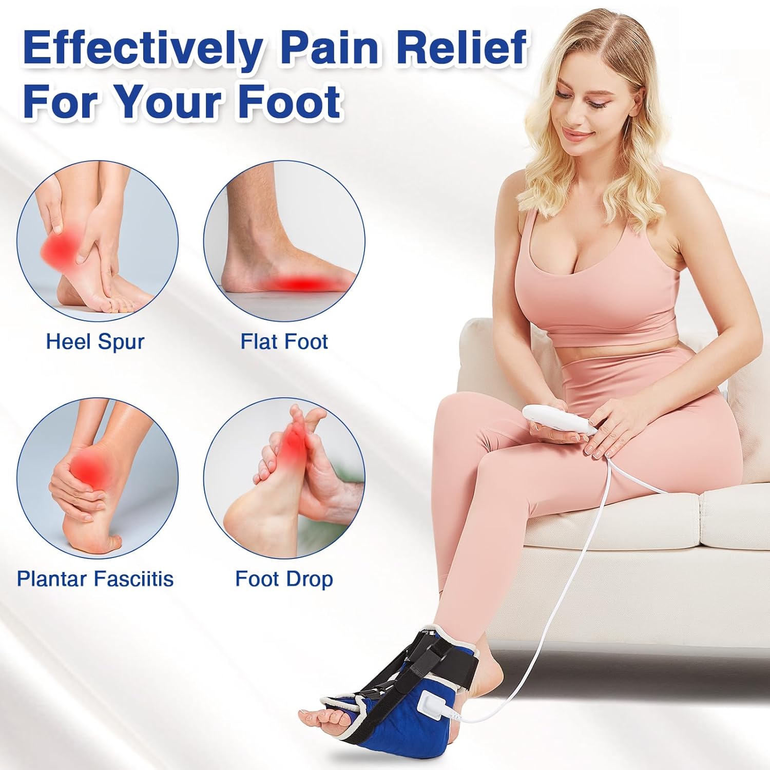 Paquete de 1 almohadilla térmica de tobillo para alivio de la fascitis plantar, 3 correas ajustables con soporte de arco para tendinitis de Aquiles,