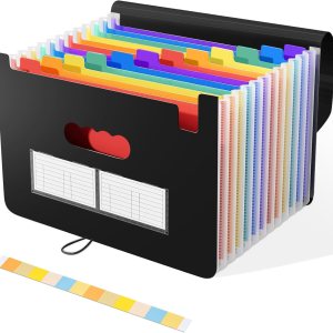 SAYEEC Organizador de archivos de acordeón de 13 bolsillos, carpeta de documentos de gran capacidad, tamaño carta, tamaño A4, cartera de papel, caja SAYEEC Organizador de archivos de acordeón de 13 bolsillos, carpeta de documentos de gran capacidad, tamaño carta, tamaño A4, cartera de papel, caja