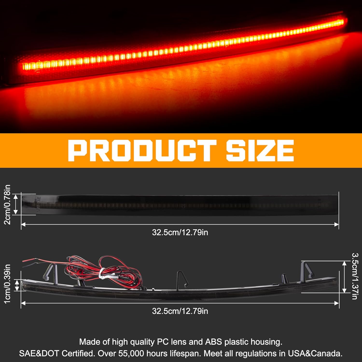 Gempro Luces reflectoras de parachoques trasero para Chevy Corvette C7 2014-2019 LED rojo luces traseras de freno ahumado, 2 unidades
