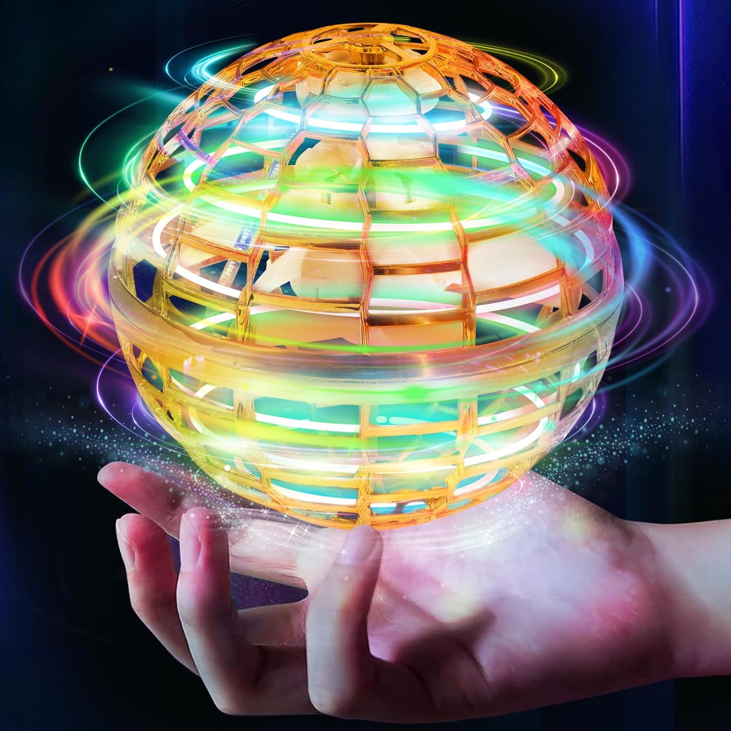 Globo de juguete de bola voladora giratoria de 360 controlado a mano, juguetes de bola de orbe volador, controlador de luces LED mágicas, mini dron,