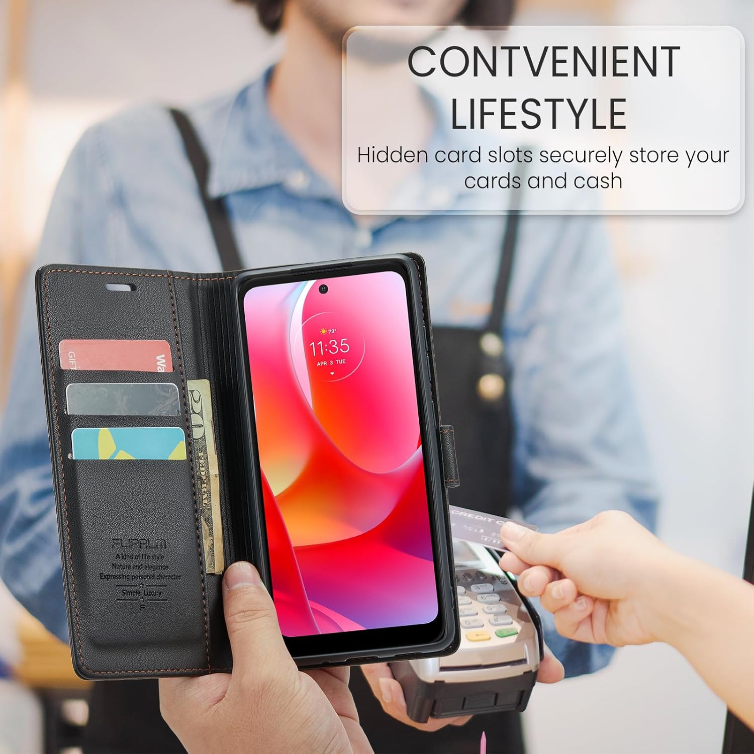 FLIPALM Funda tipo cartera para Moto G Power 2022 con bloqueo RFID, tarjetero de piel sintética, función atril, funda protectora a prueba de golpes