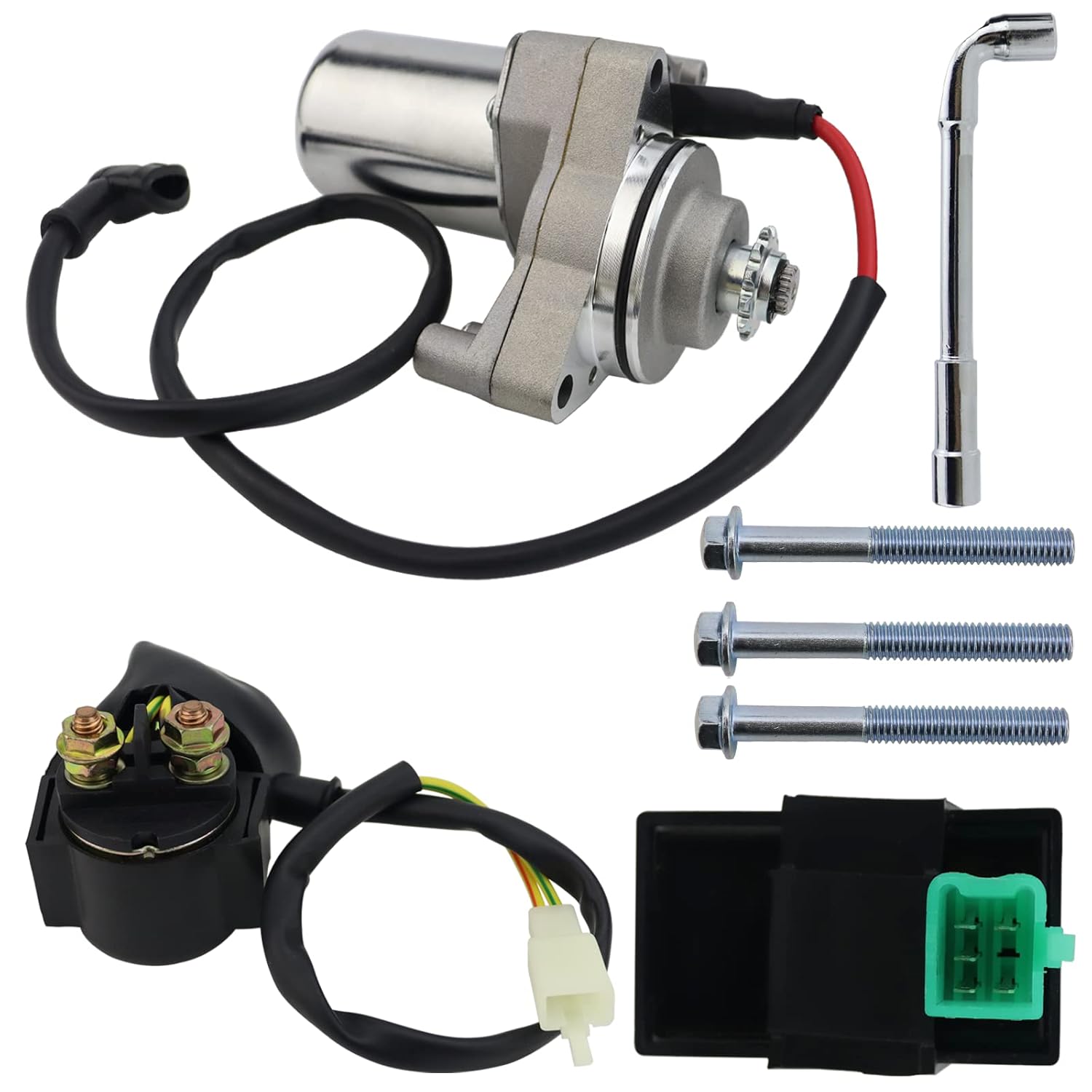 Motor de arranque de 3 pernos y relé solenoide y CDI para 50cc 70 cc 90cc 100 cc 110cc 125 cc ATV Dirt Bikes Go Karts Chinese Pit Bike Quad 4